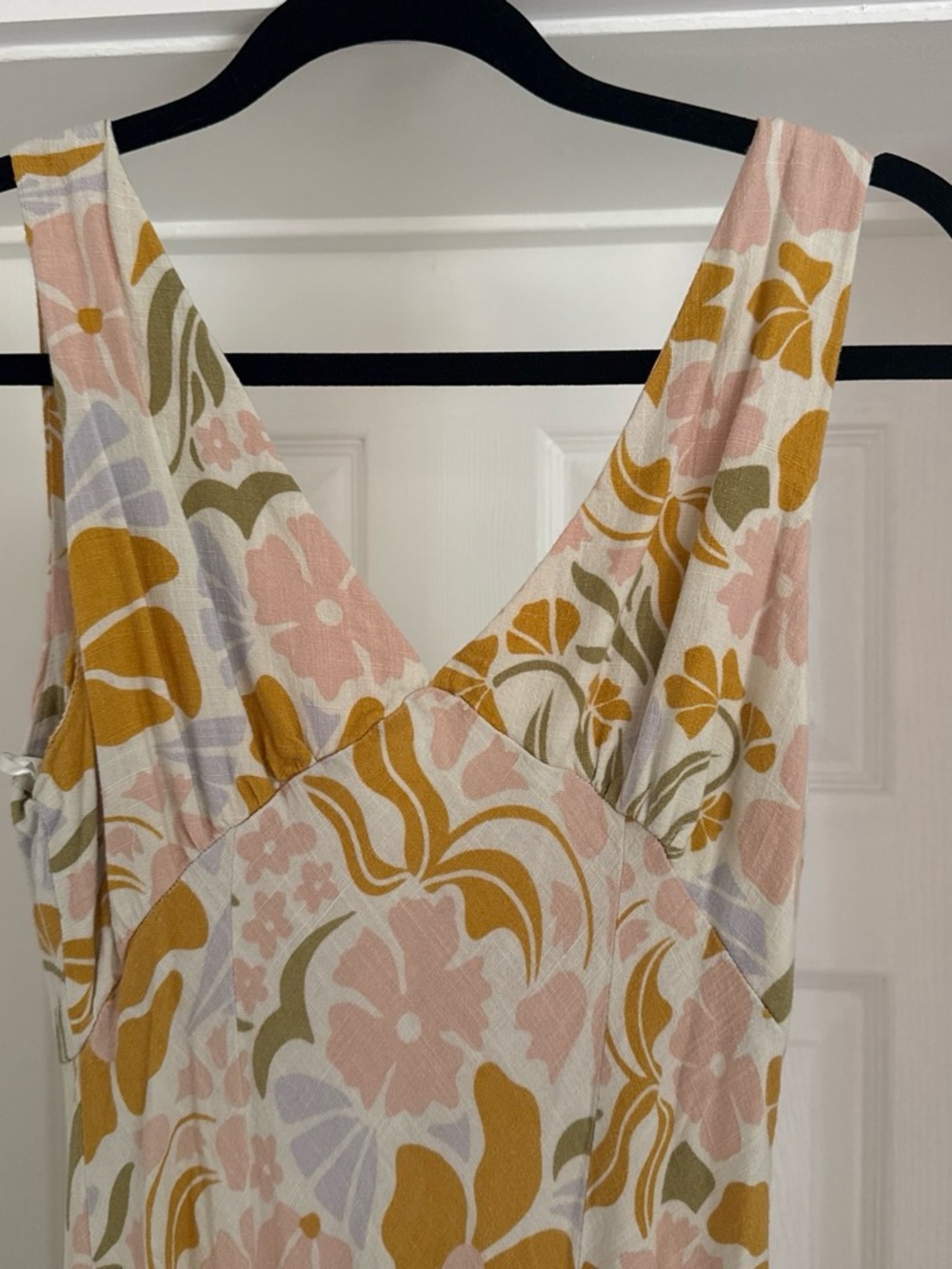 Floral V-Neck Midi Dress in Pink & Mustard - Picture 1 of 3